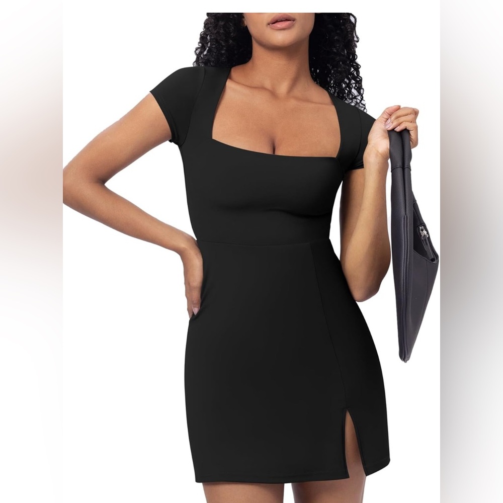 Women Square Neck Sexy Mini Dress